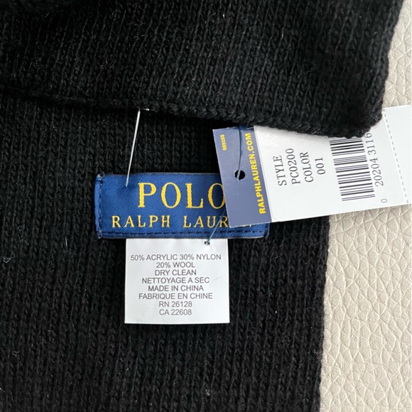 NWT - Polo Ralph Lauren Wool Blended Long Scarf - Polo Bear - Picture 3 of 4